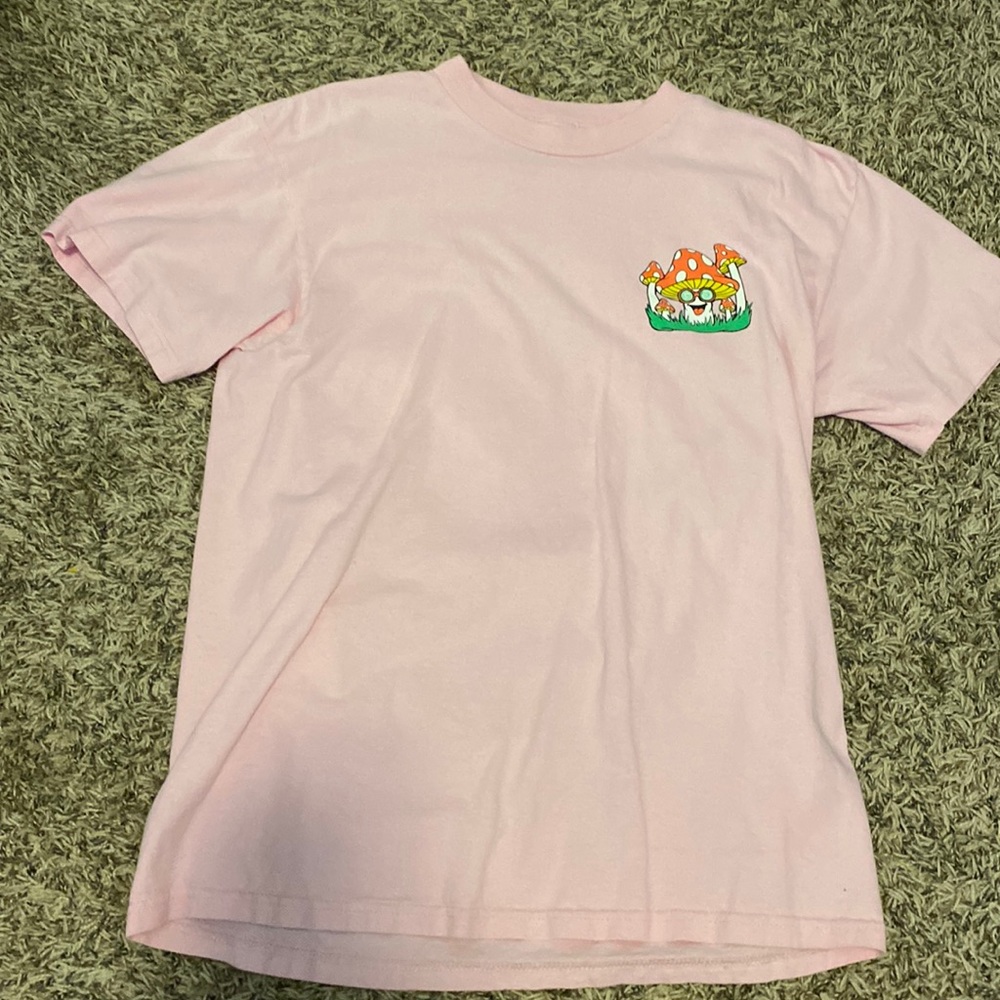 Unisex Pink Trippy Mushroom T-Shirt "Trippy Vibes Happy Times"